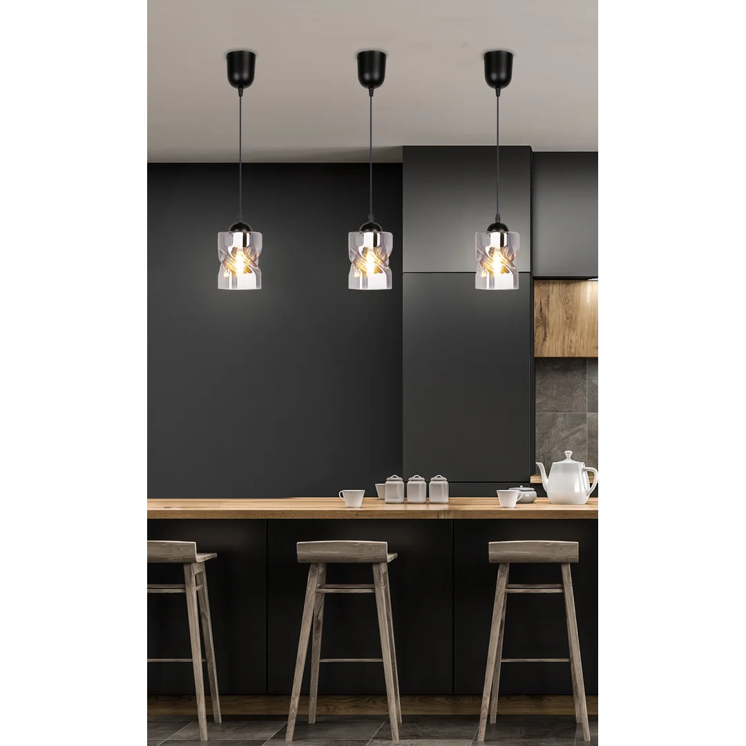 Felis lampa wisząca czarny 1x60w e27 klosz dymiony — zdjęcie 9