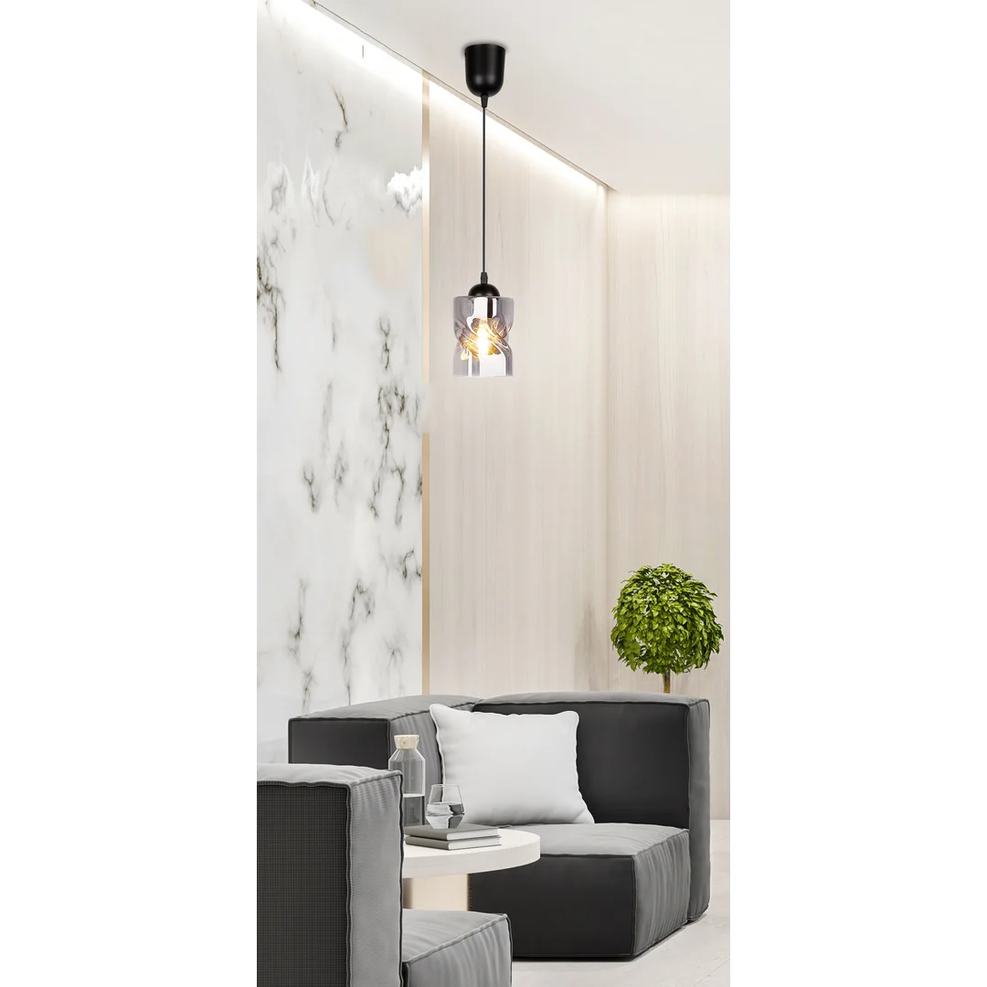Felis lampa wisząca czarny 1x60w e27 klosz dymiony — zdjęcie 10