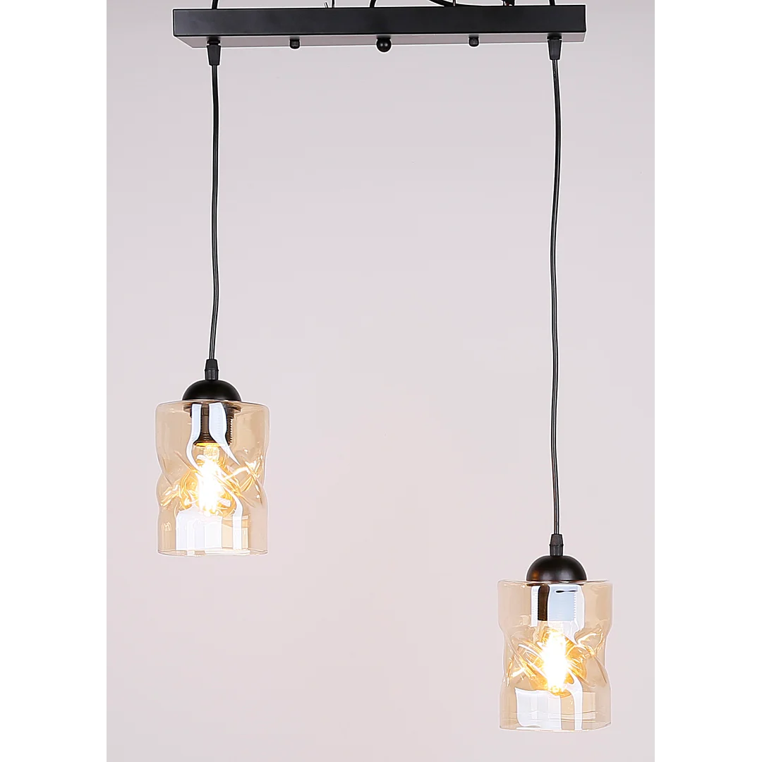 Felis lampa wisząca czarny 2x60w e27 klosz bursztynowy — zdjęcie 3