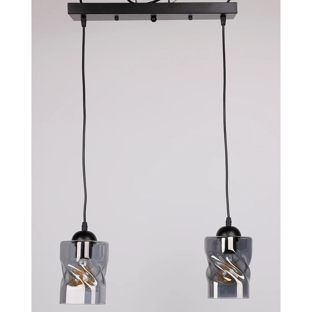 Felis lampa wisząca czarny 2x60w e27 klosz dymiony — zdjęcie 2