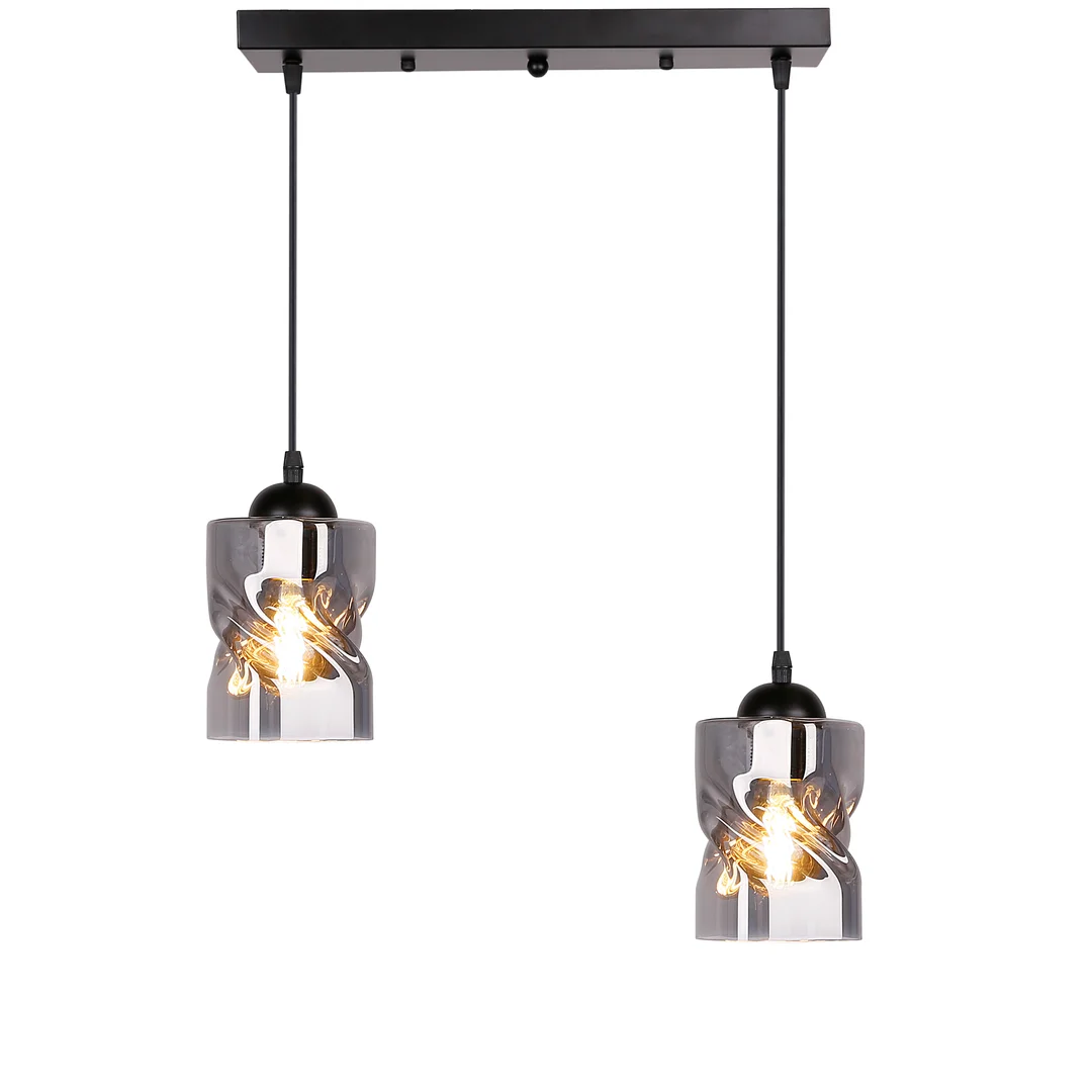 Felis lampa wisząca czarny 2x60w e27 klosz dymiony — zdjęcie 3