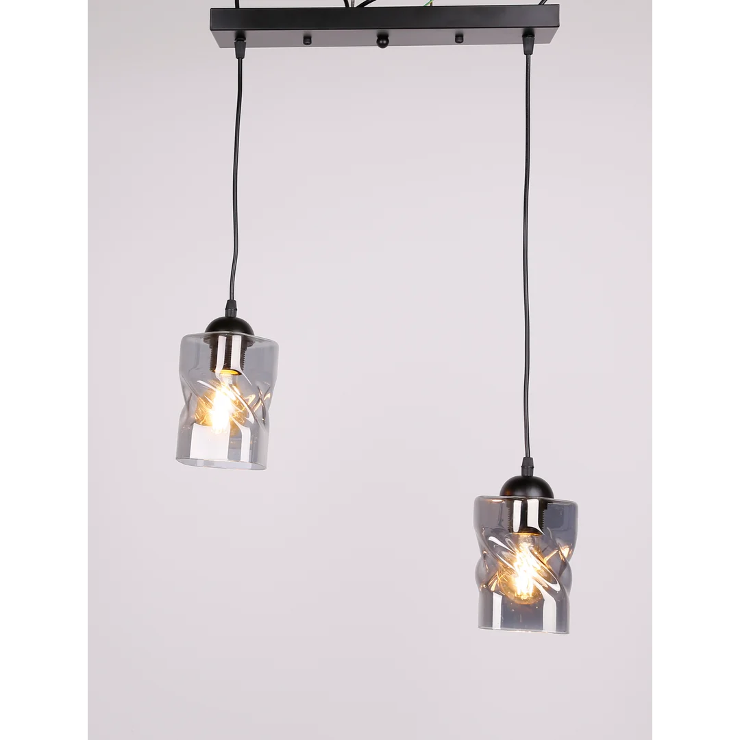 Felis lampa wisząca czarny 2x60w e27 klosz dymiony — zdjęcie 4