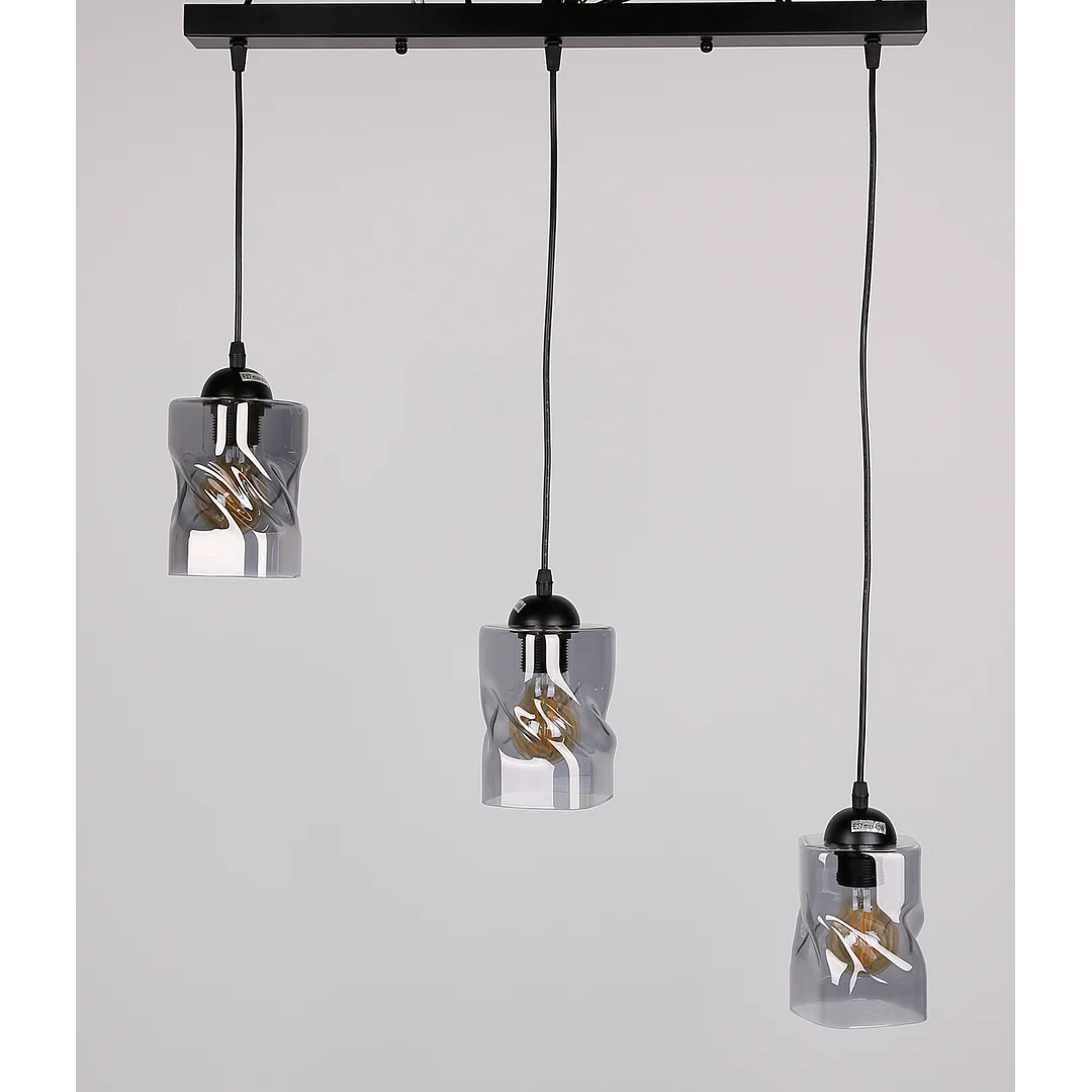 Felis lampa wisząca czarny 3x60w e27 klosz dymiony — zdjęcie 2