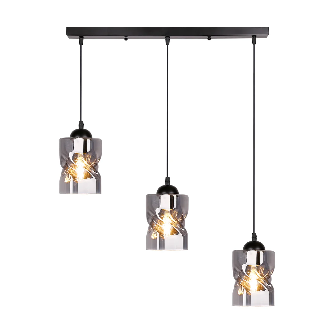 Felis lampa wisząca czarny 3x60w e27 klosz dymiony — zdjęcie 3