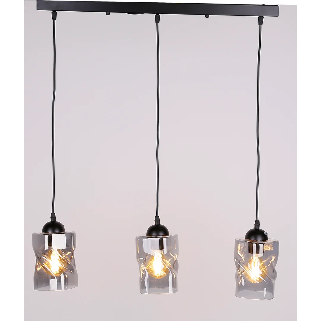 Felis lampa wisząca czarny 3x60w e27 klosz dymiony — zdjęcie 4