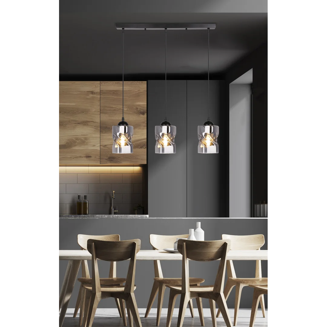 Felis lampa wisząca czarny 3x60w e27 klosz dymiony — zdjęcie 7