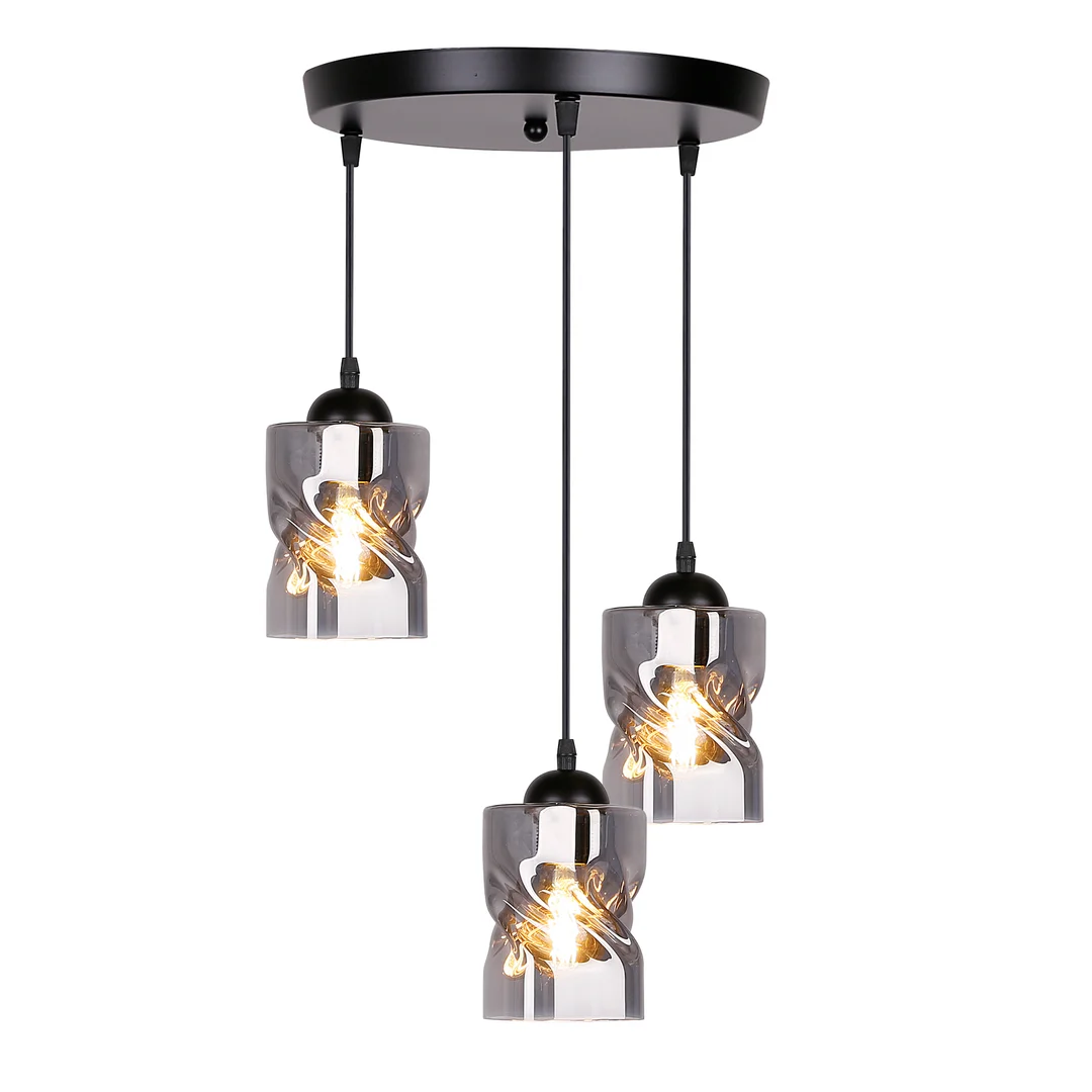 Felis lampa wisząca talerz czarny 3x60w e27 klosz dymiony — zdjęcie 2