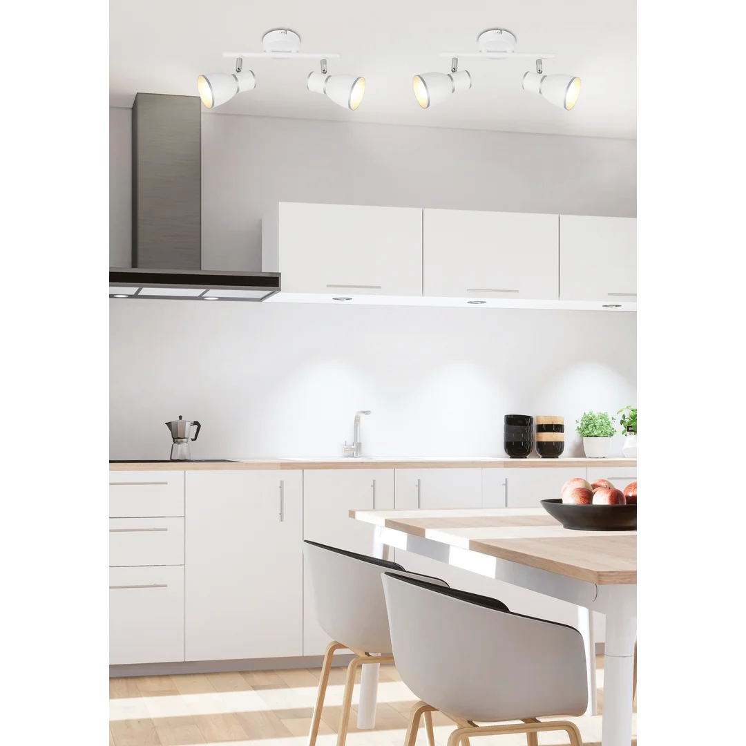 FIDO LAMPA SUFITOWA LISTWA 2X40W E14 BIAŁY+CHROM — zdjęcie 2