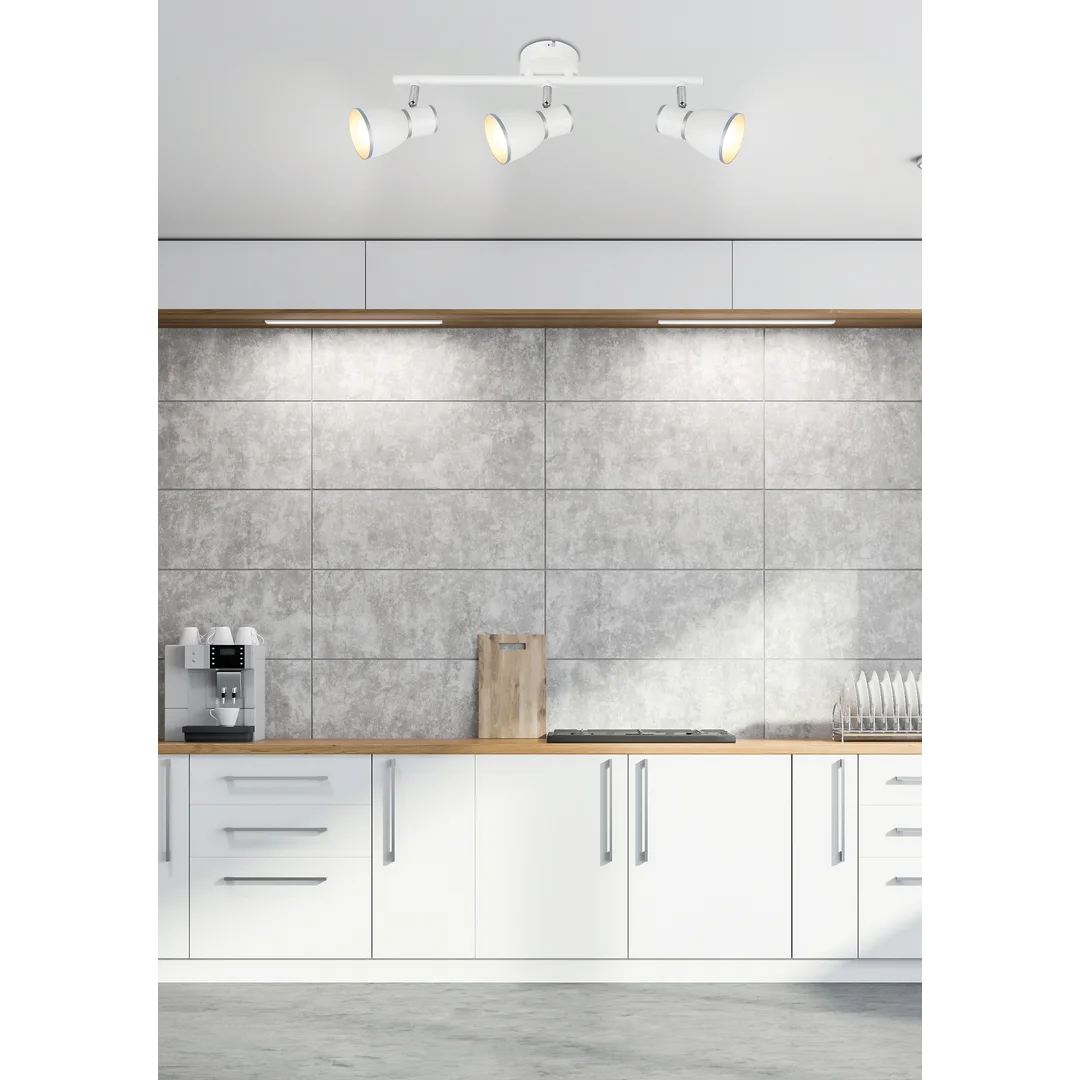 FIDO LAMPA SUFITOWA LISTWA 3X40W E14 BIAŁY+CHROM — zdjęcie 2
