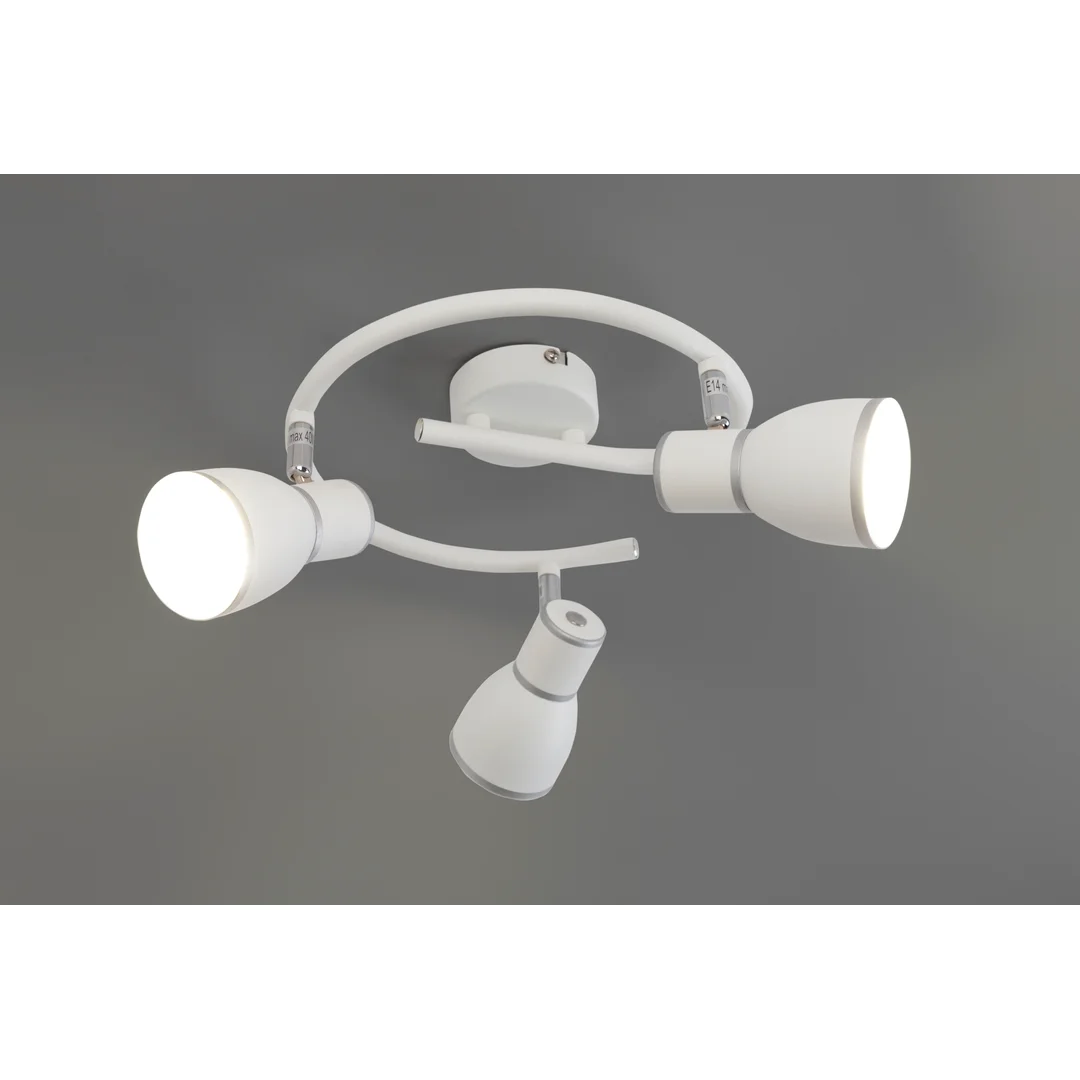 FIDO LAMPA SUFITOWA SPIRALA 3X40W E14 BIAŁY+CHROM — zdjęcie 4