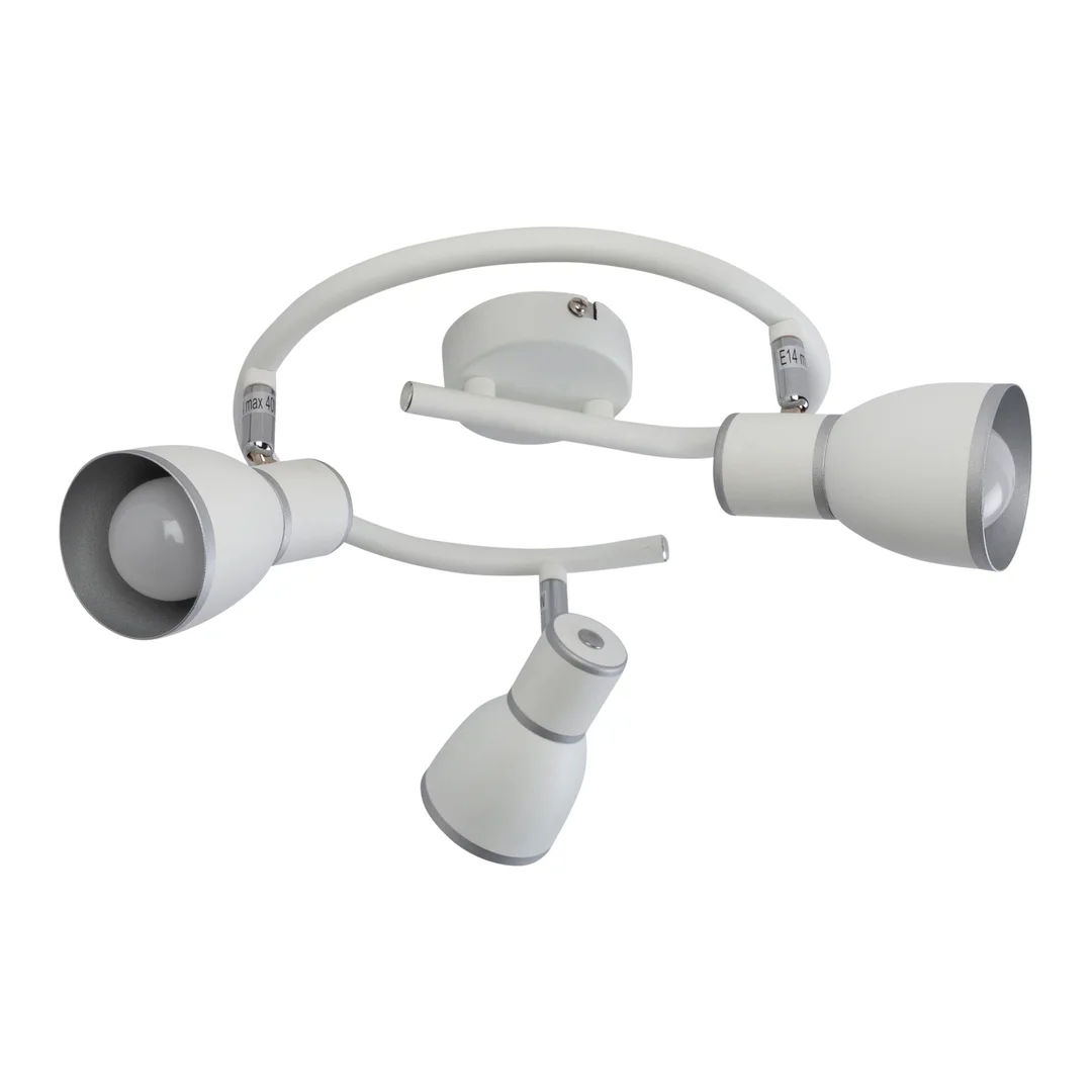 FIDO LAMPA SUFITOWA SPIRALA 3X40W E14 BIAŁY+CHROM — zdjęcie 9