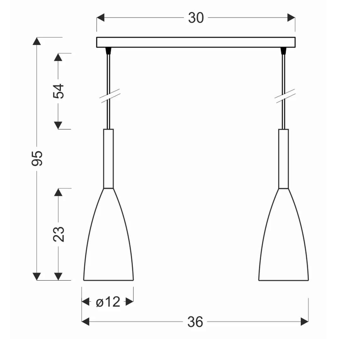 Flen lampa wisząca czarny 2x40W E27 klosz szary — zdjęcie 2
