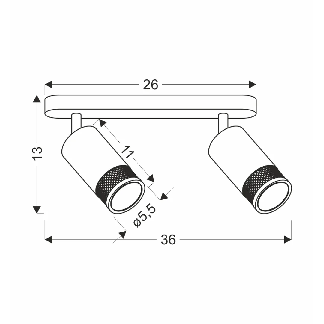Flin lampa sufitowa listwa czarny 2x15W GU10 klosz czarny+złoty — zdjęcie 2