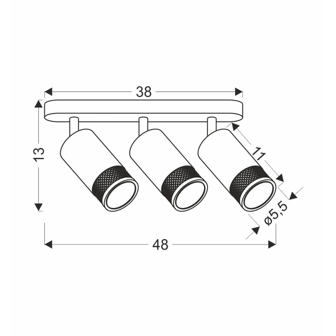 Flin lampa sufitowa listwa czarny 3x15W GU10 klosz czarny+złoty — zdjęcie 2