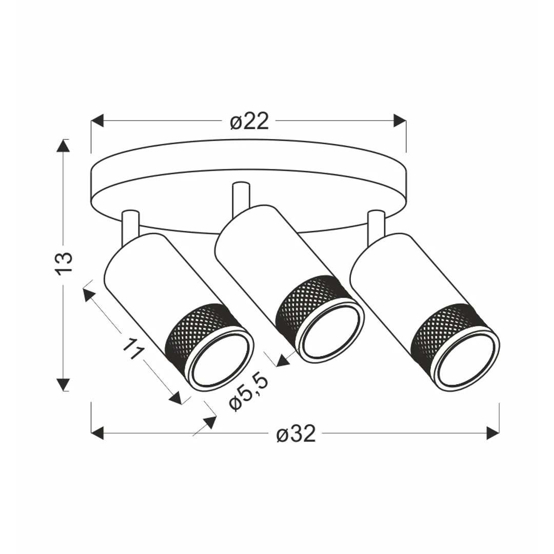 Flin lampa sufitowa plafon czarny 3x15W GU10 klosz czarny+złoty — zdjęcie 2