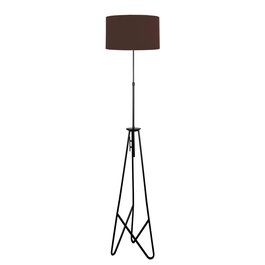 FLOAT LAMPA PODŁOGOWA CZARNA 1X60W E27 ABAŻUR TIMBER CIEMNY — zdjęcie 2
