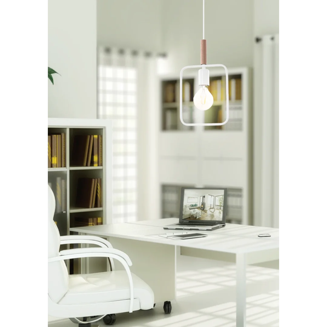 FRAME LAMPA WISZĄCA 1X60W E27 BIAŁY — zdjęcie 2