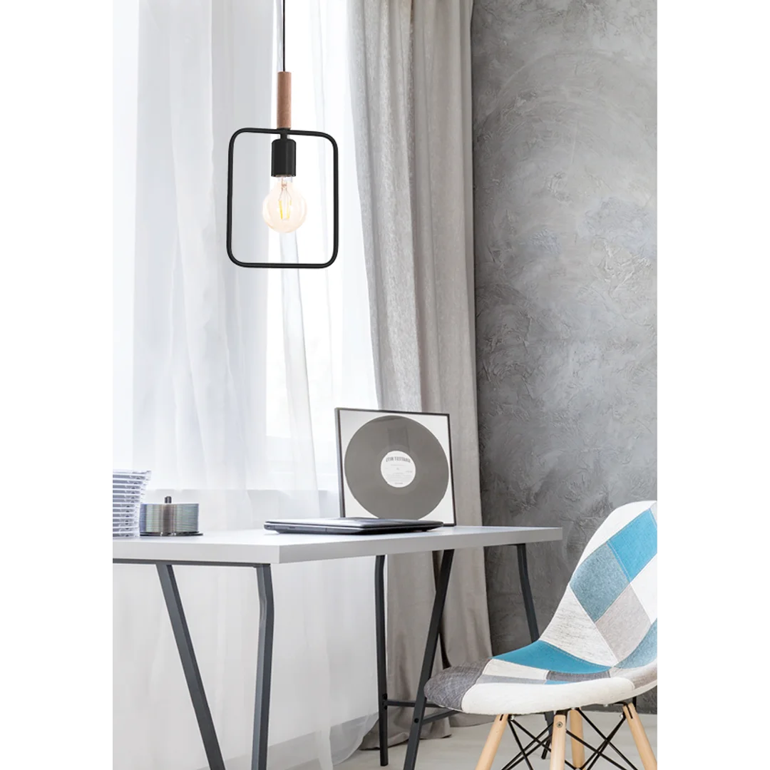 FRAME LAMPA WISZĄCA 1X60W E27 CZARNY — zdjęcie 3