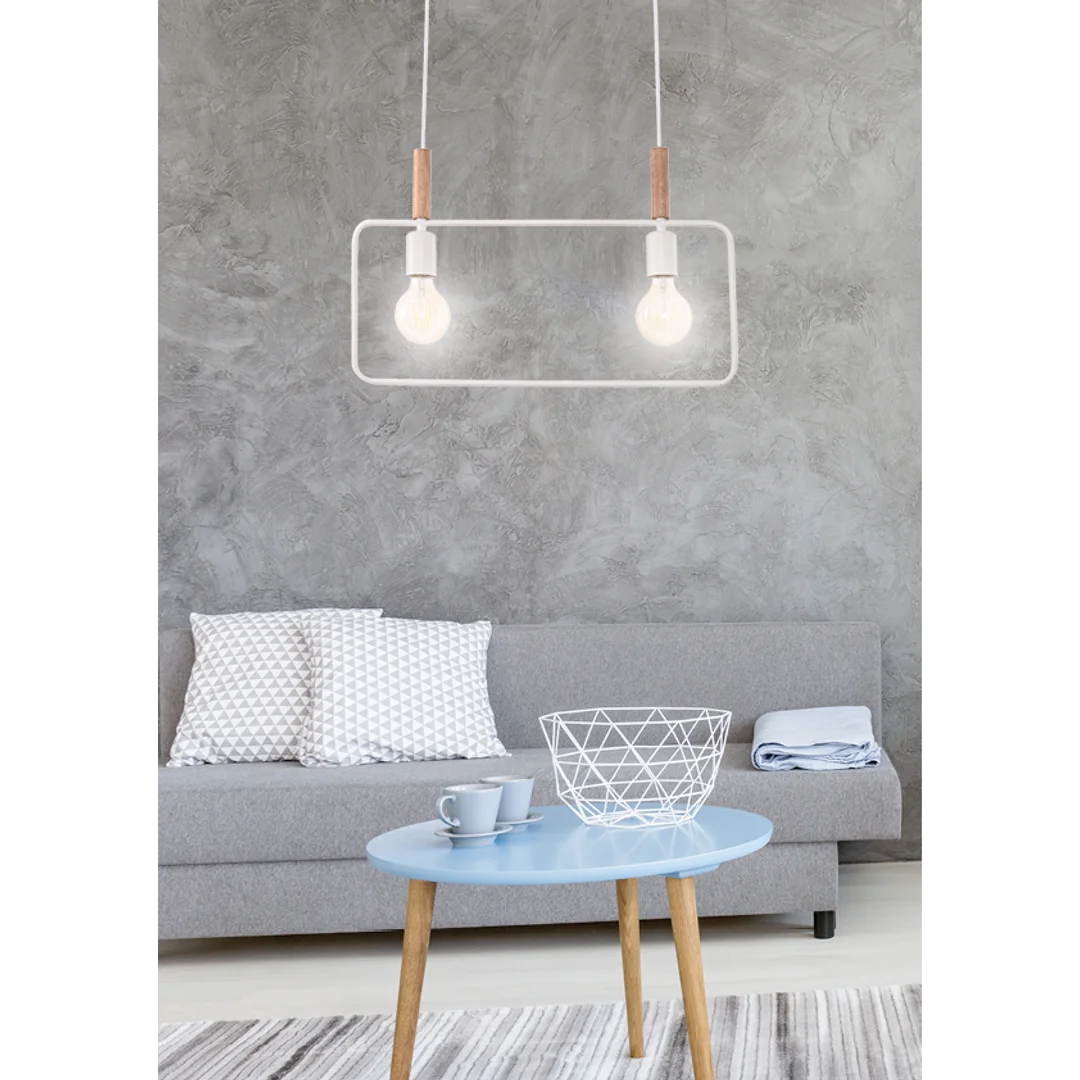 FRAME LAMPA WISZĄCA 2X60W E27 BIAŁY — zdjęcie 2