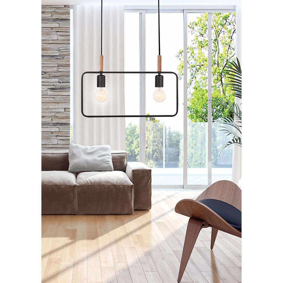 FRAME LAMPA WISZĄCA 2X60W E27 CZARNY — zdjęcie 2