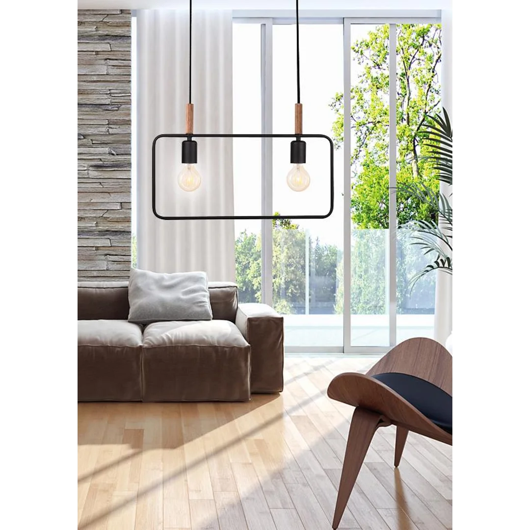 FRAME LAMPA WISZĄCA 2X60W E27 CZARNY — zdjęcie 3