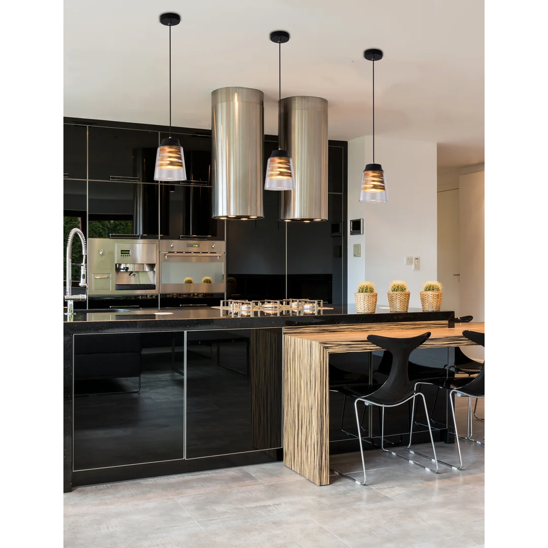 FRESNO LAMPA WISZĄCA CZARNY 1X60W E27 KLOSZ BEZBARWNY — zdjęcie 3