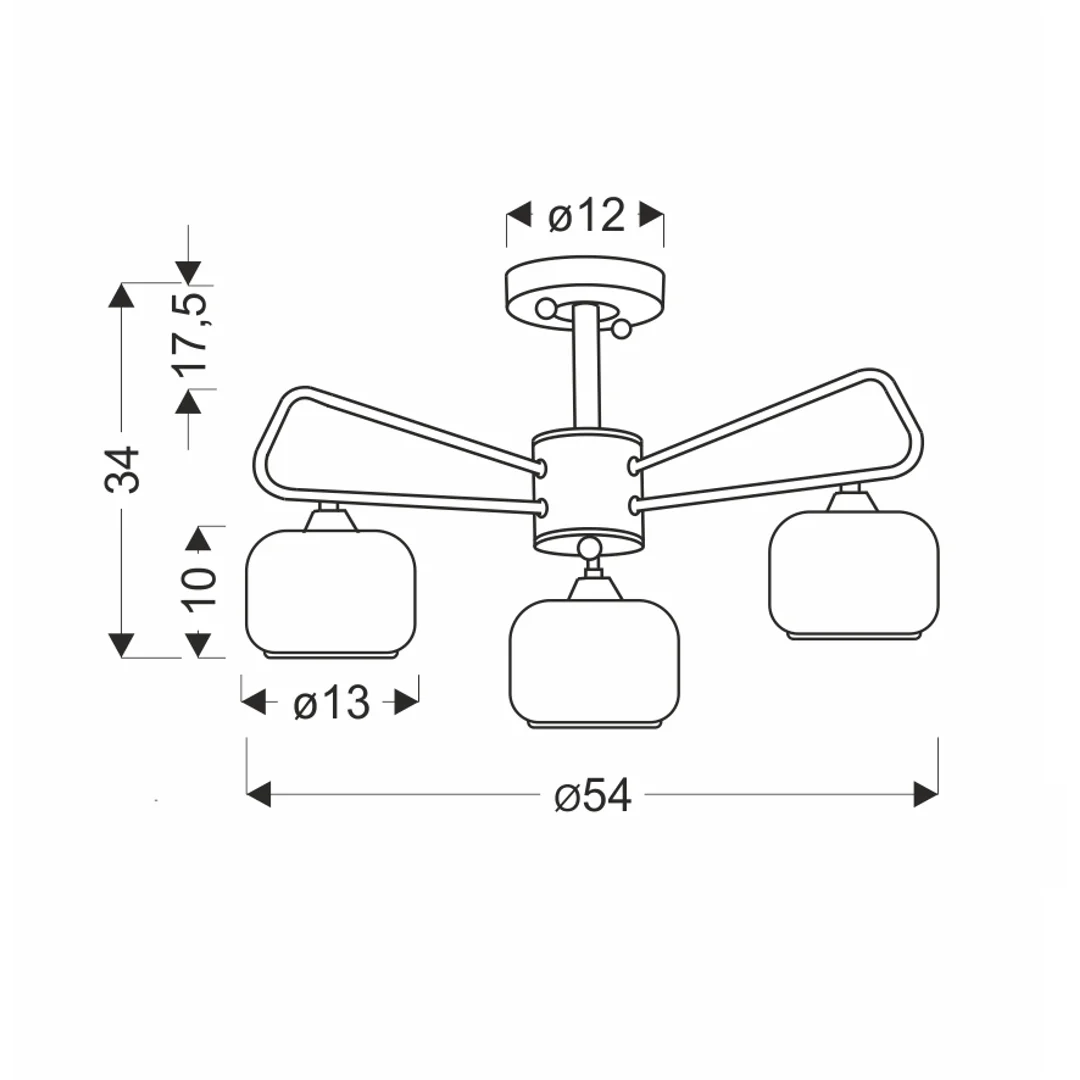 GATO lampa sufitowa czarny 3x40W E14 klosz szklany bezbarwny+chromowy — zdjęcie 2
