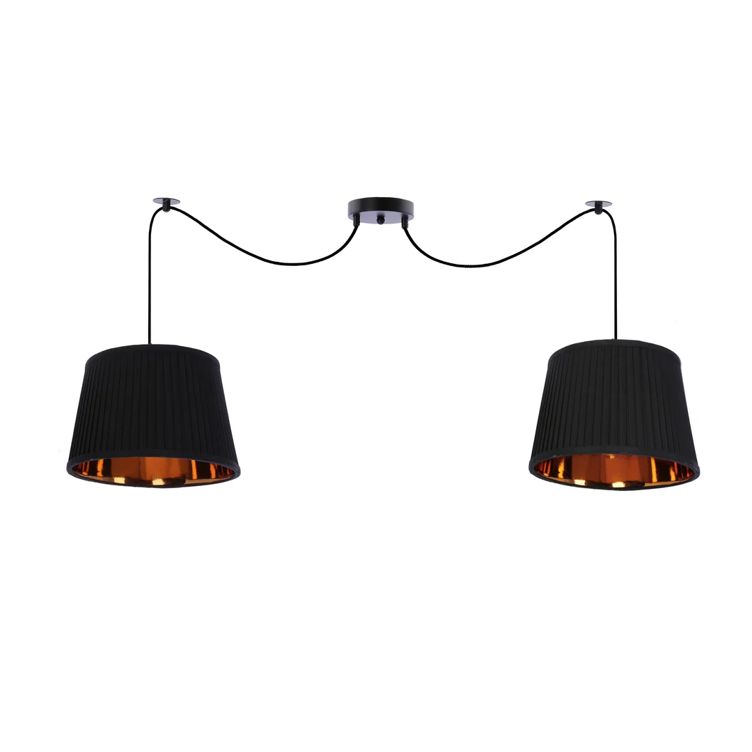 Gillo lampa wisząca czarny 2x40w e27 abażur czarny — zdjęcie 6