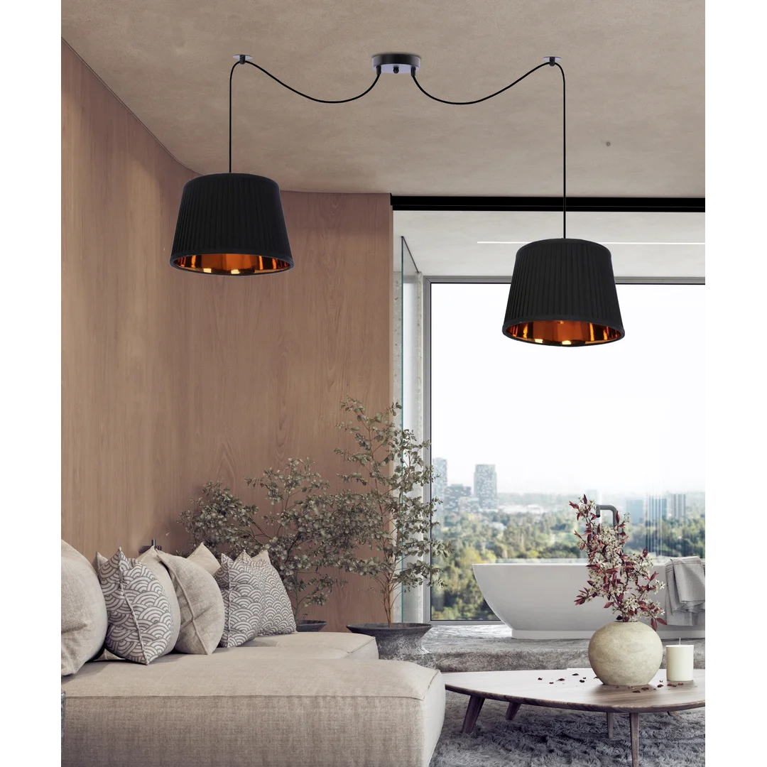 Gillo lampa wisząca czarny 2x40w e27 abażur czarny — zdjęcie 7