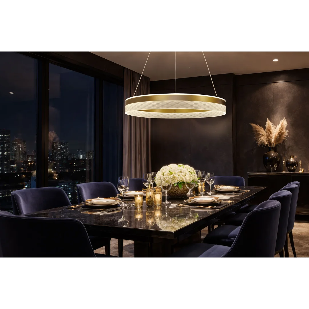 GLORIS lampa wisząca kawowy 36W LED 3000, 4500, 6500K kryształki bezbarwne — zdjęcie 2