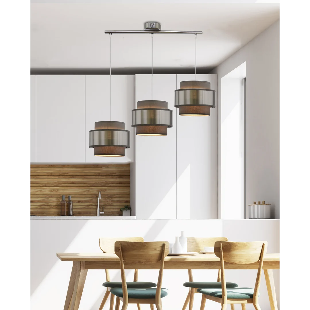 Hare lampa wisząca chromowy 3x60w e27 abażur szary+srebrny — zdjęcie 2