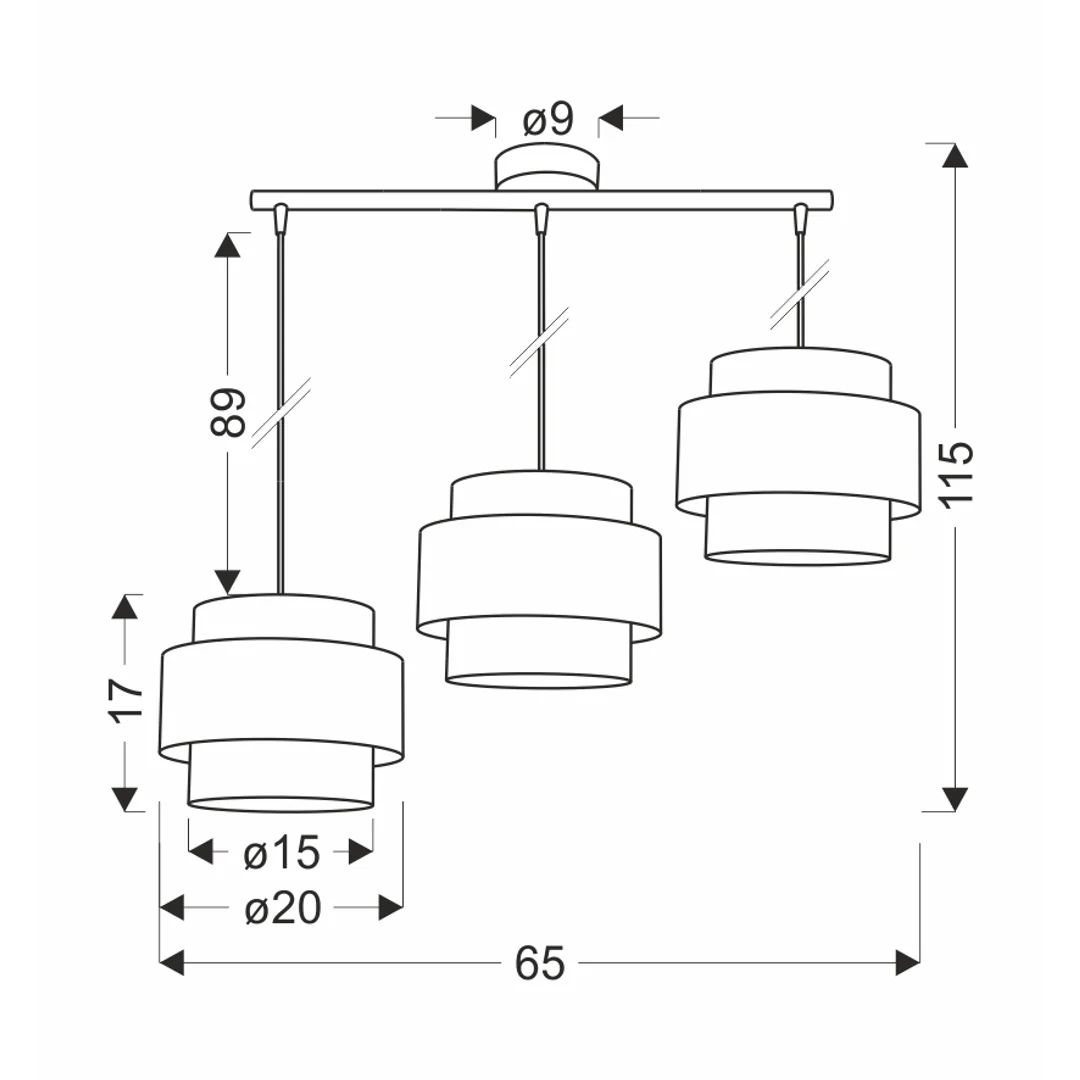 Hare lampa wisząca chromowy 3x60w e27 abażur szary+srebrny — zdjęcie 3