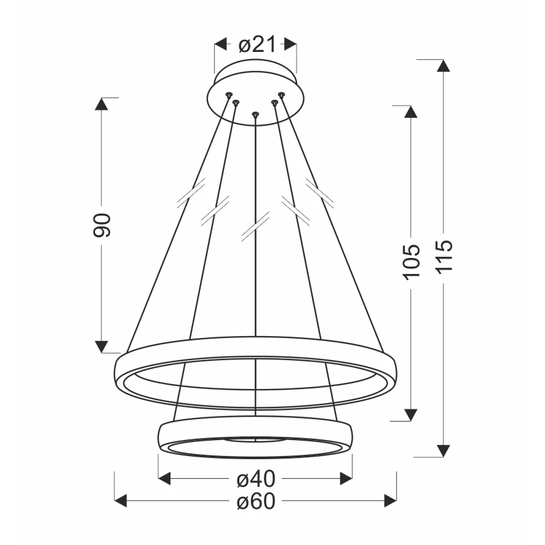 Hashim lampa wisząca 60+40cm złoty 22W+34W LED kryształki bezbarwne — zdjęcie 2