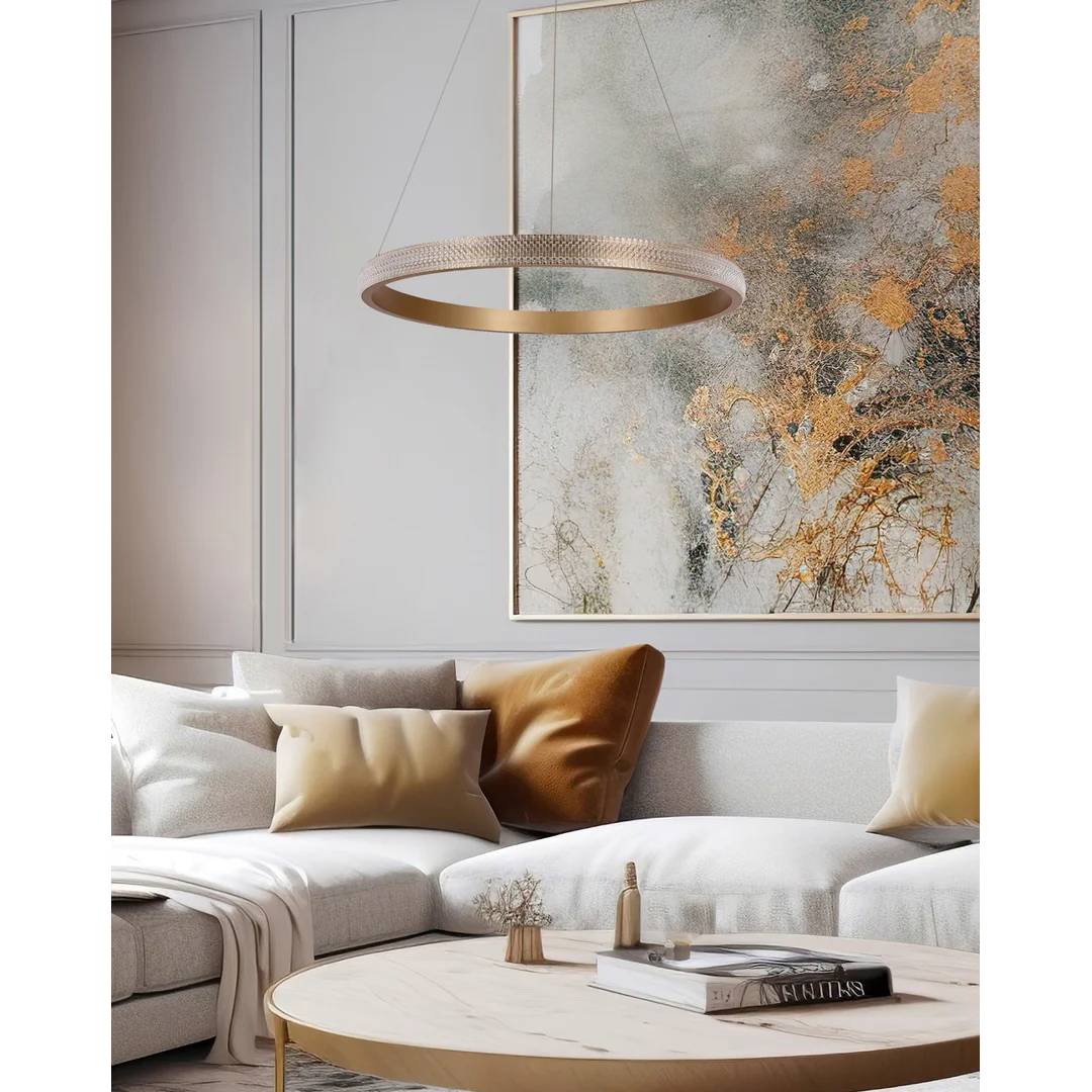 Hashim lampa wisząca 60cm złoty 34W LED kryształki bezbarwne — zdjęcie 2