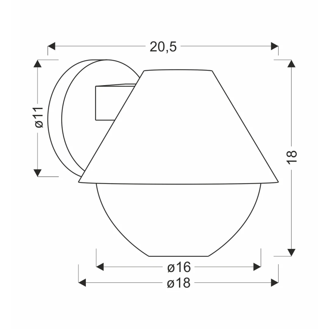 Hendera lampa ogrodowa kinkiet 20,5x17,5 czarny 1x40W E27 klosz stożek IP44 — zdjęcie 2