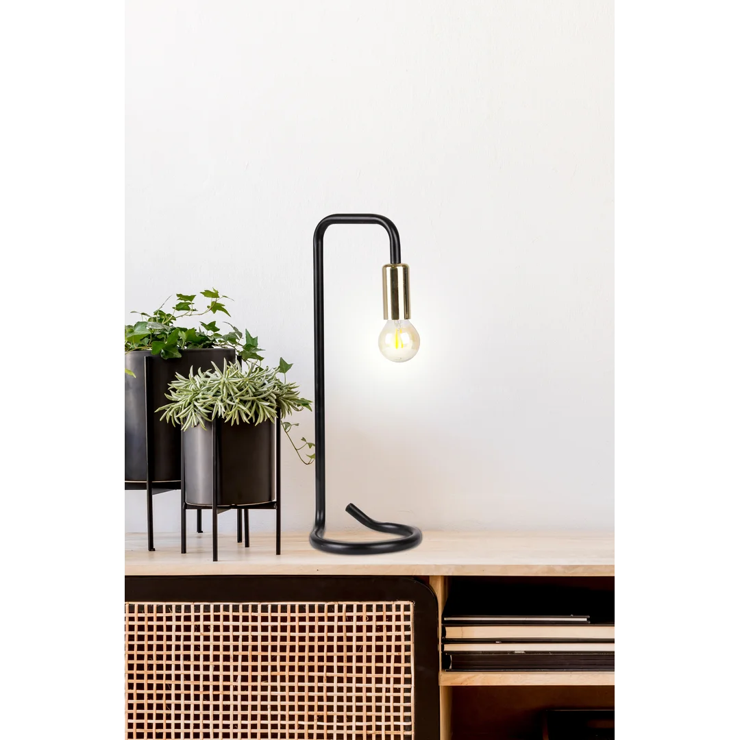 HERA LAMPA STOŁOWA CZARNO ZŁOTA 1X40W E14 — zdjęcie 2