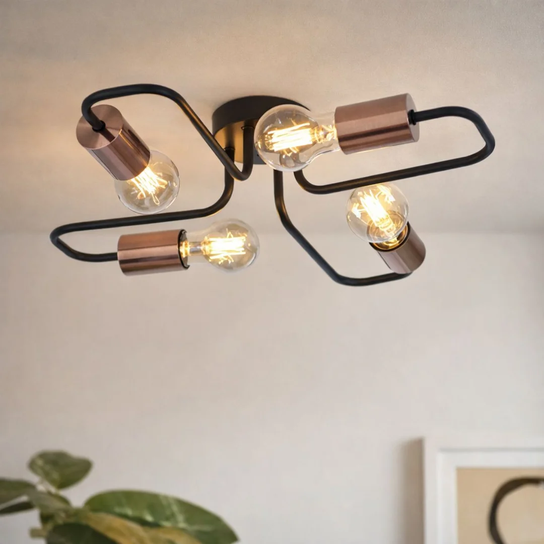 HERPE LAMPA SUFITOWA 4X60W E27 CZARNY — zdjęcie 2