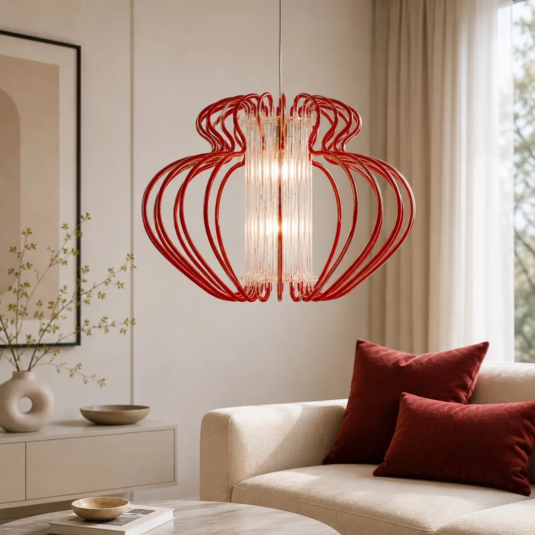 IMPERIA LAMPA WISZĄCA 1X60W E27 520X420 DUŻA CZERWONA PROMOCJA — zdjęcie 2