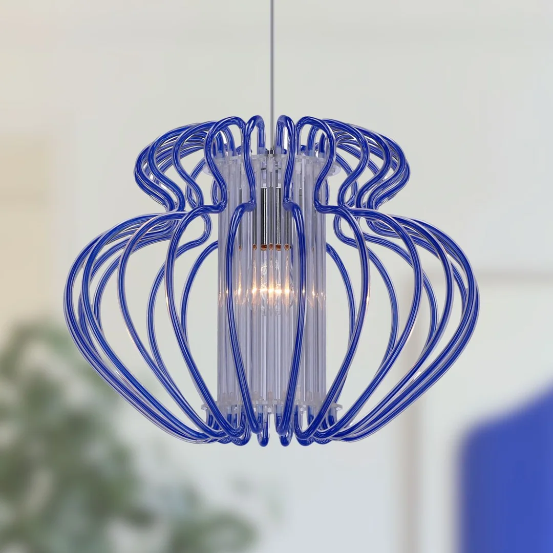 IMPERIA LAMPA WISZĄCA 1X60W E27 520X420 DUŻA NIEBIESKA PROMOCJA — zdjęcie 2