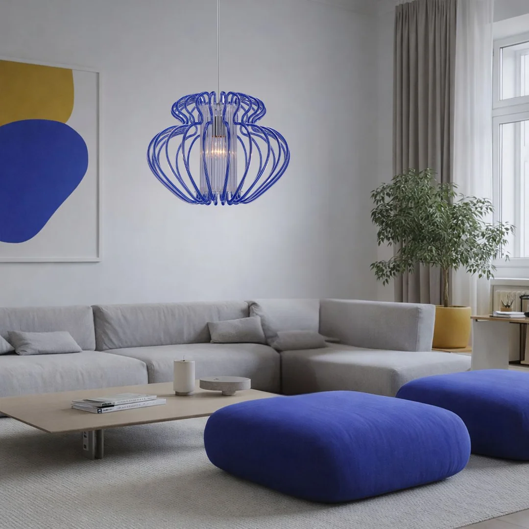 IMPERIA LAMPA WISZĄCA 1X60W E27 520X420 DUŻA NIEBIESKA PROMOCJA — zdjęcie 3