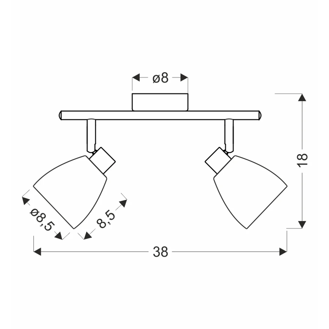 JEFFREY lampa sufitowa listwa chromowy 2x40W G9 klosz dymiony — zdjęcie 2
