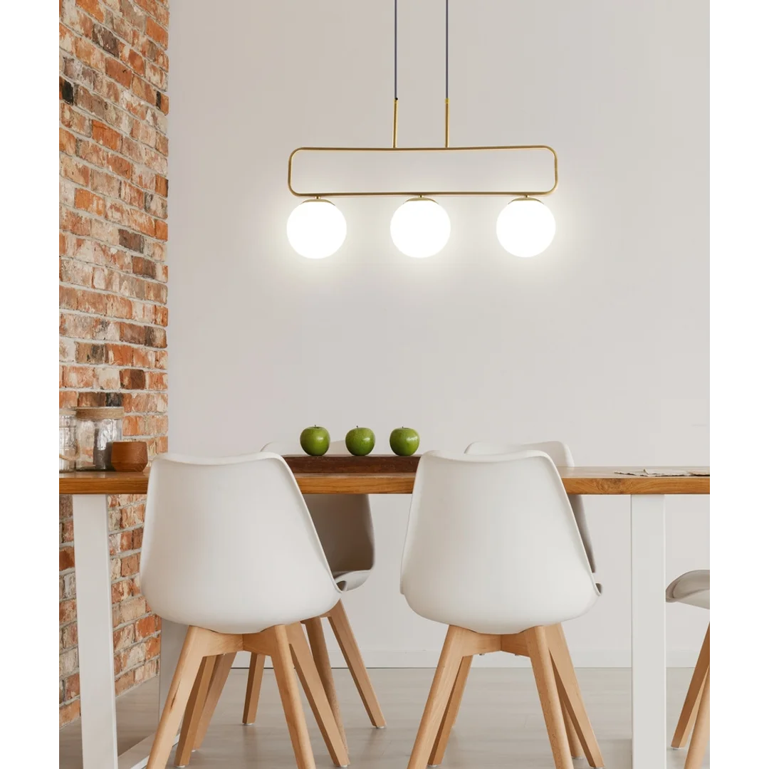 Jove lampa wisząca mosiądz 3x20w g9 klosz biały — zdjęcie 2