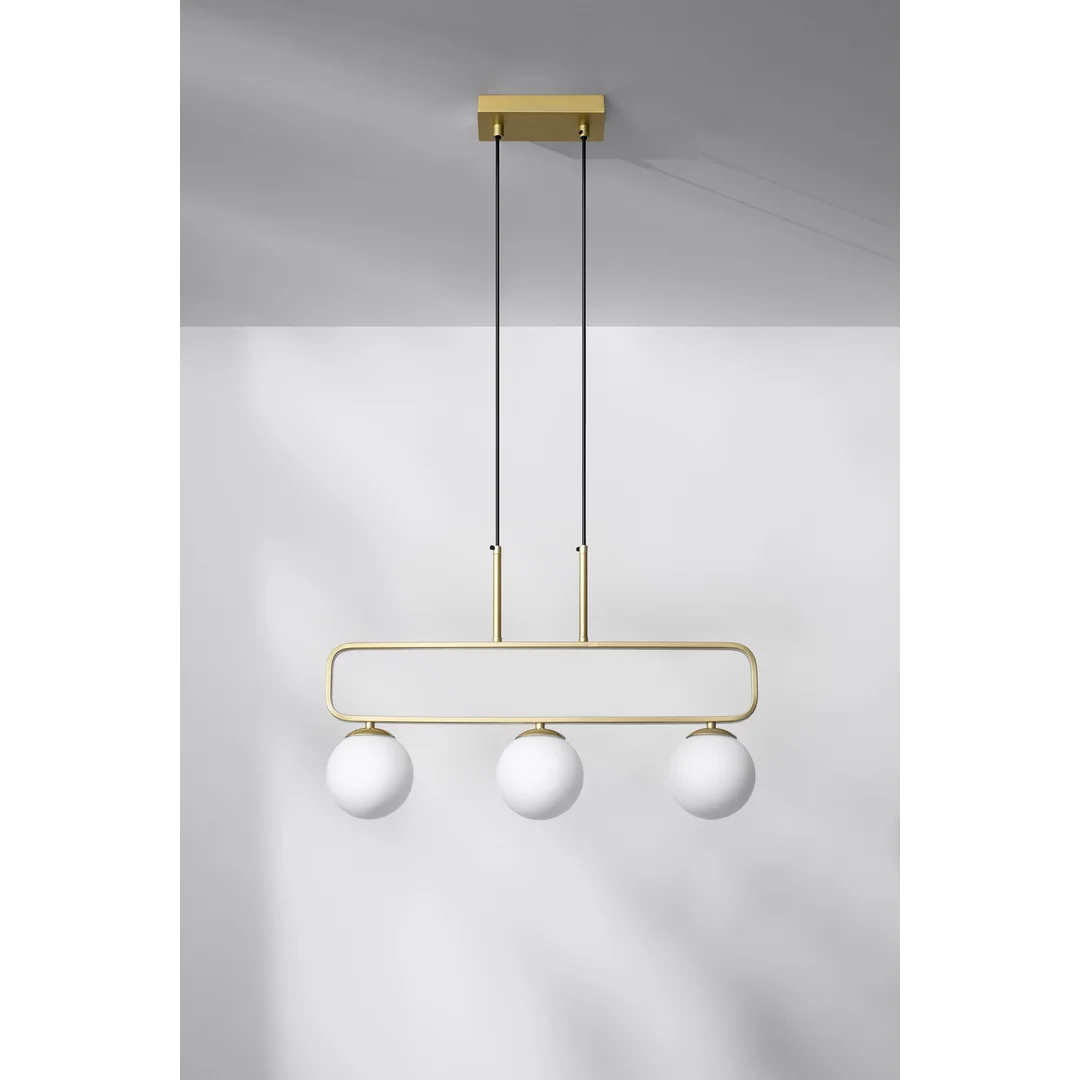 Jove lampa wisząca mosiądz 3x20w g9 klosz biały — zdjęcie 4