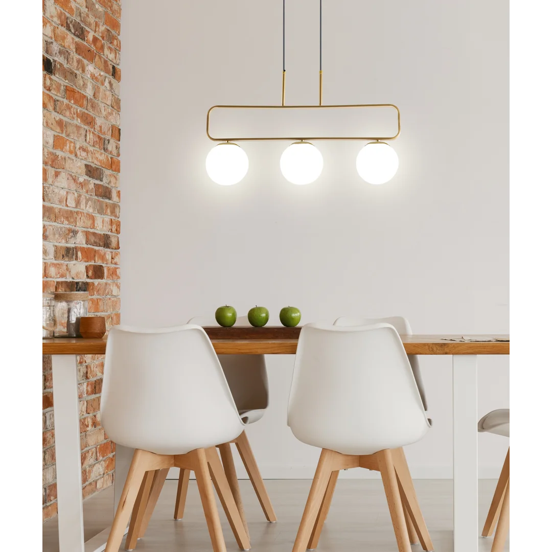 Jove lampa wisząca mosiądz 3x20w g9 klosz biały — zdjęcie 6