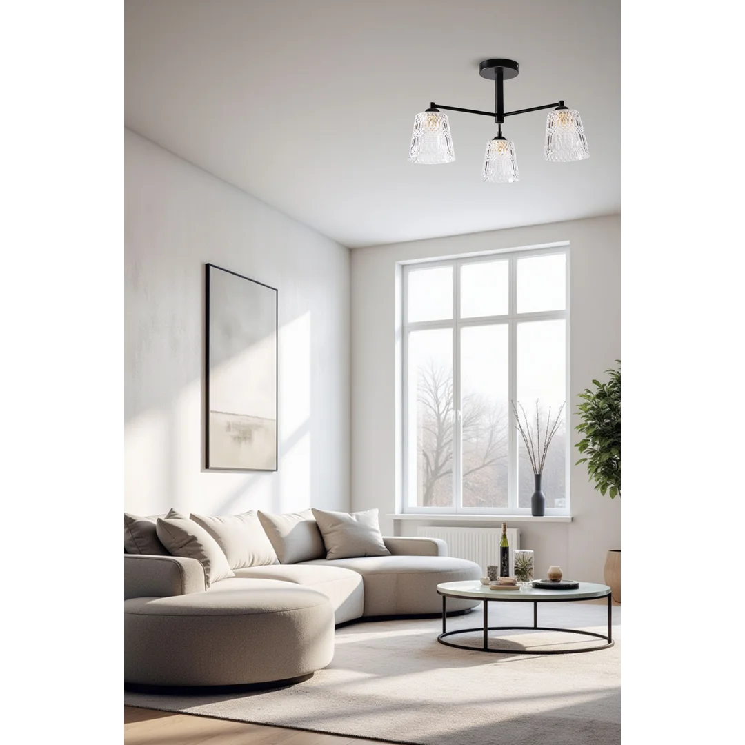 KAIR lampa wisząca czarny 3x40W E27 klosz bezbarwny — zdjęcie 2