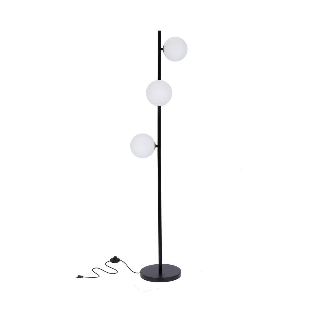 Kama lampa podłogowa czarny+złoty 3x28w g9 klosz biały — zdjęcie 2