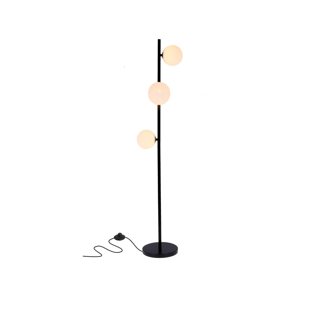 Kama lampa podłogowa czarny+złoty 3x28w g9 klosz biały — zdjęcie 3