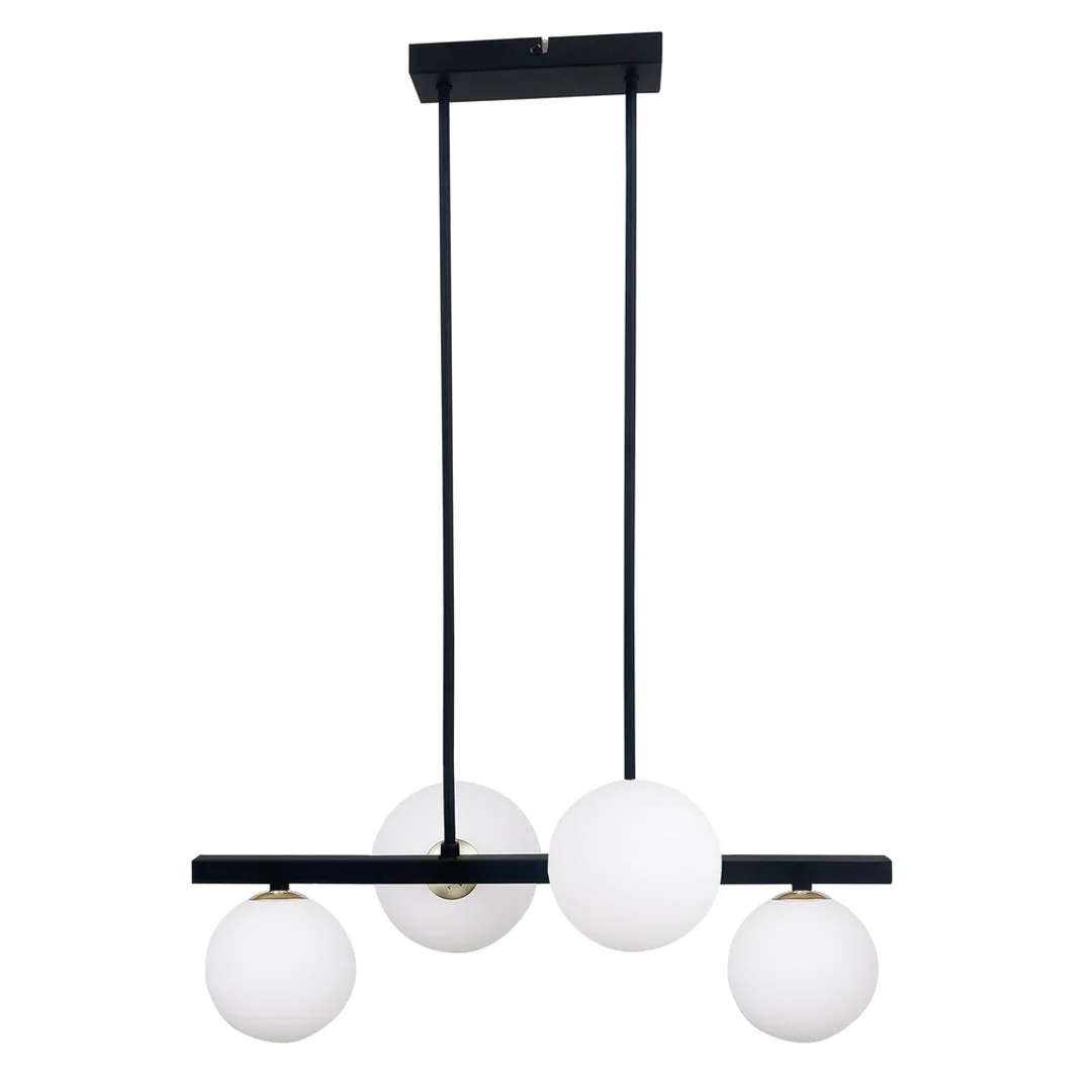 Kama lampa wisząca czarny+złoty 4x28w g9 klosz biały — zdjęcie 3