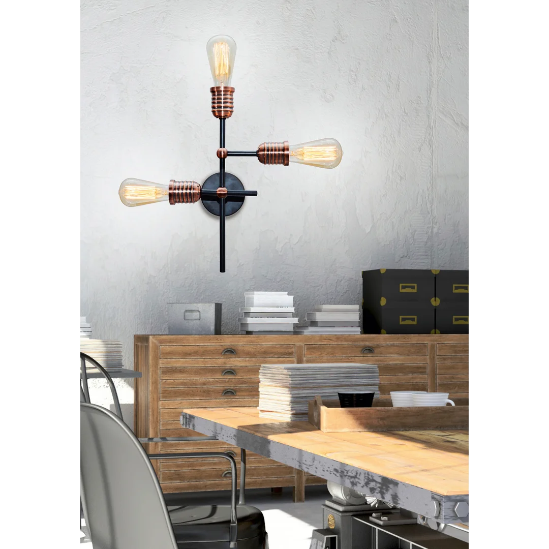 KIRIMU LAMPA SUFITOWA 3X60W E27 CZARNY — zdjęcie 2