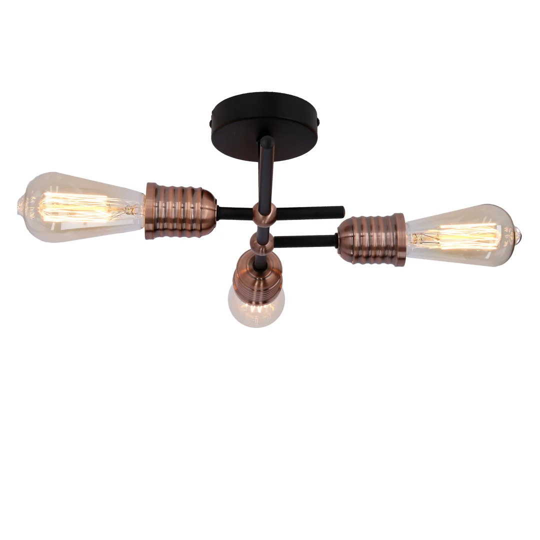 KIRIMU LAMPA SUFITOWA 3X60W E27 CZARNY — zdjęcie 4
